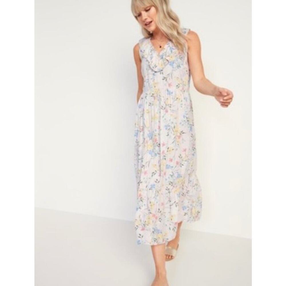 Old Navy Euro Summer Resort Romantic Babydoll Preppy Boho Maxi Dress Women's 2X - Picture 1 of 9